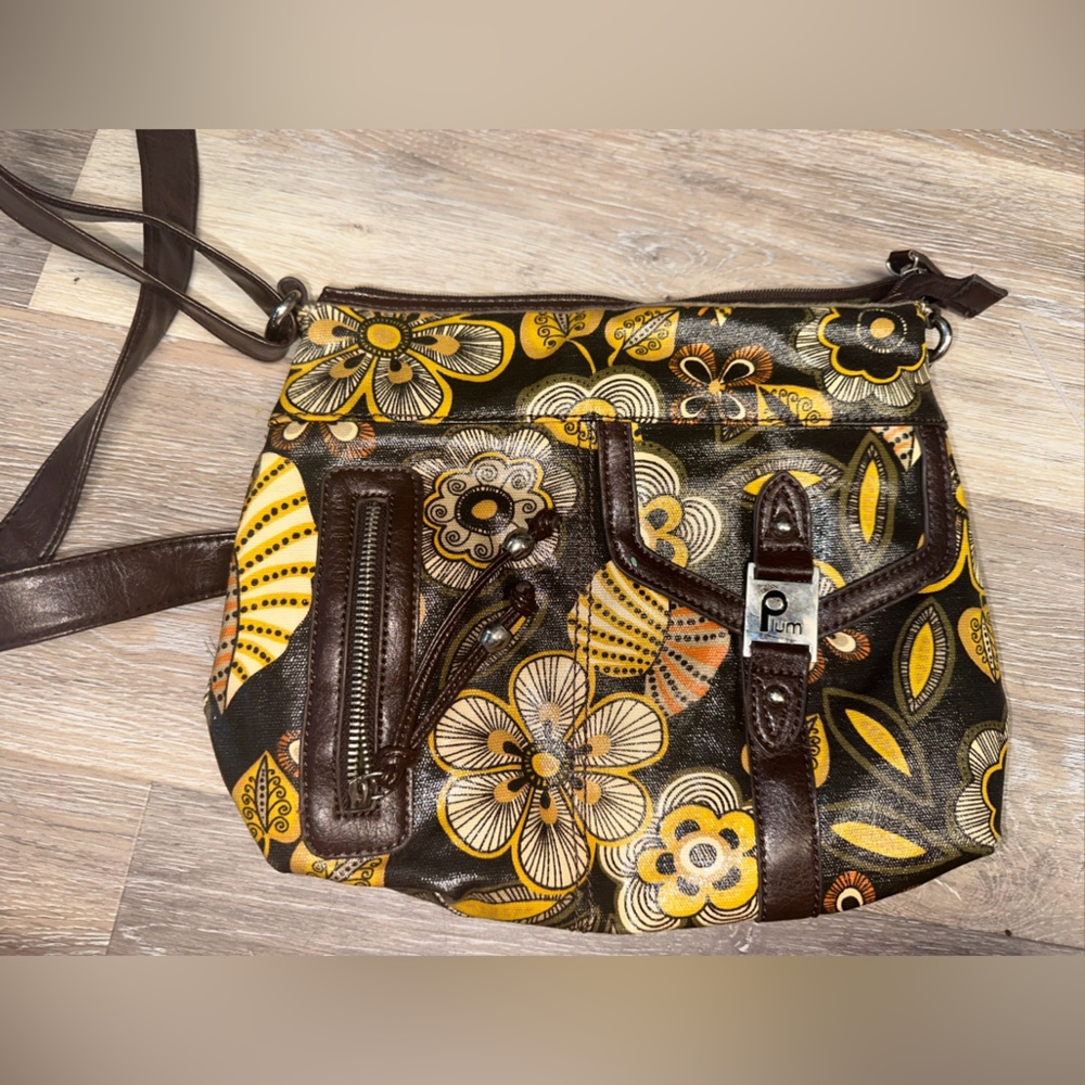 Plum Sling Bag Mix Colors Size 9H X 12L Floral Print